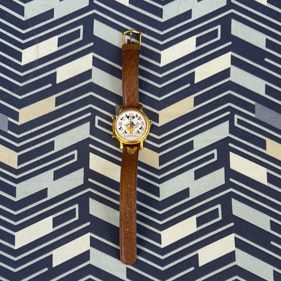 Disney Accessories - Vintage Disney Gold Brown Leather Watch